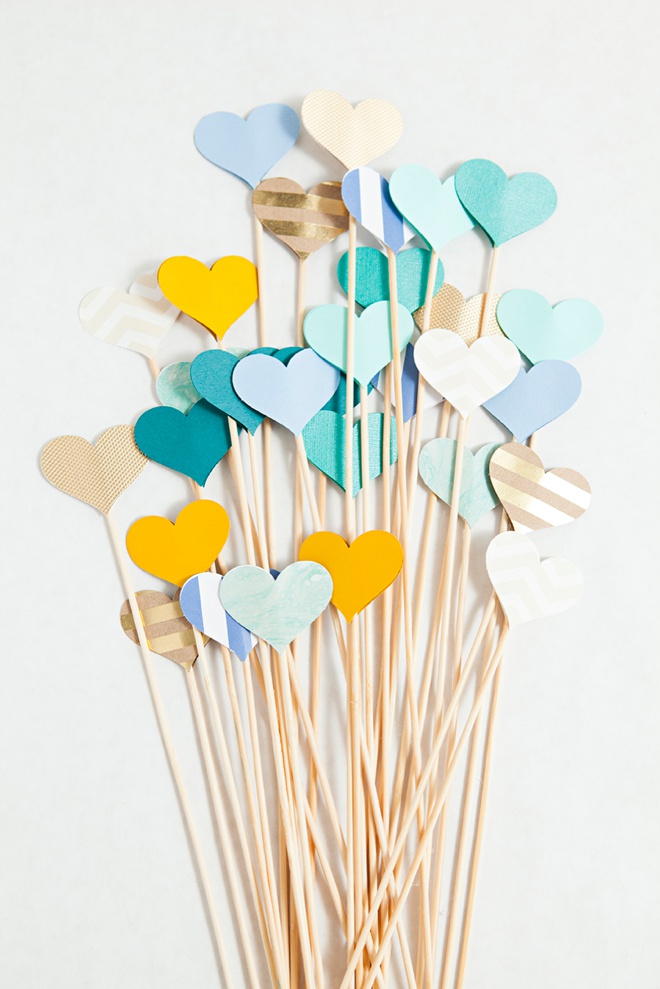 Awesome DIY idea for making heart picks for wedding aisle decor!