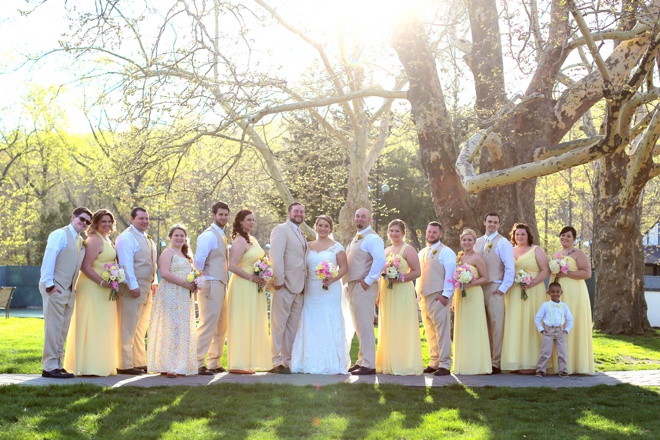 Super sweet, pink and yellow DIY lakeside wedding!