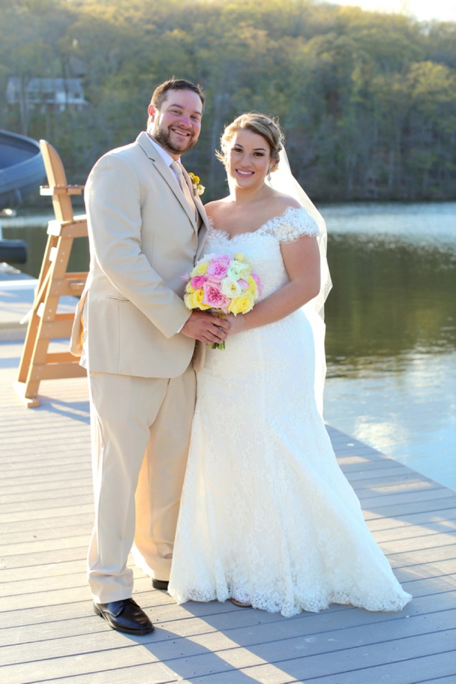 Super sweet, pink and yellow DIY lakeside wedding!