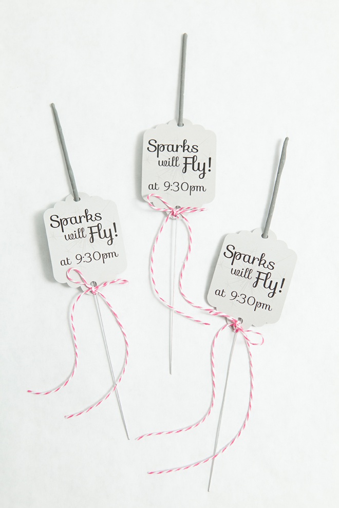 Awesome DIY idea for making wedding sparkler exit tags, with free editable design!