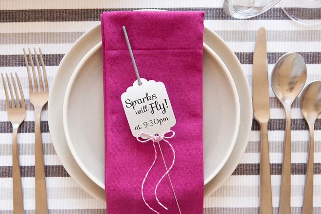 Awesome DIY idea for making wedding sparkler exit tags, with free editable design!