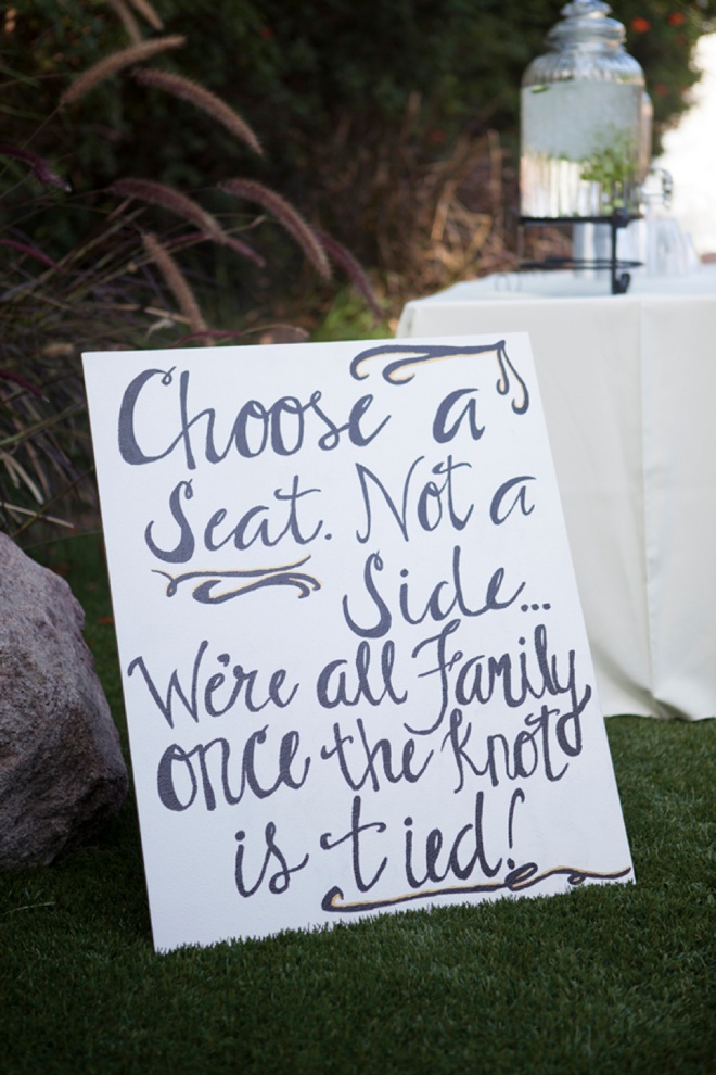Choose a seat not a side, we're all family once the knot is tied!