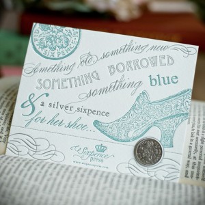 Darling Something Old, New, Borrowed, Blue Card from Sixpence Press via Etsy