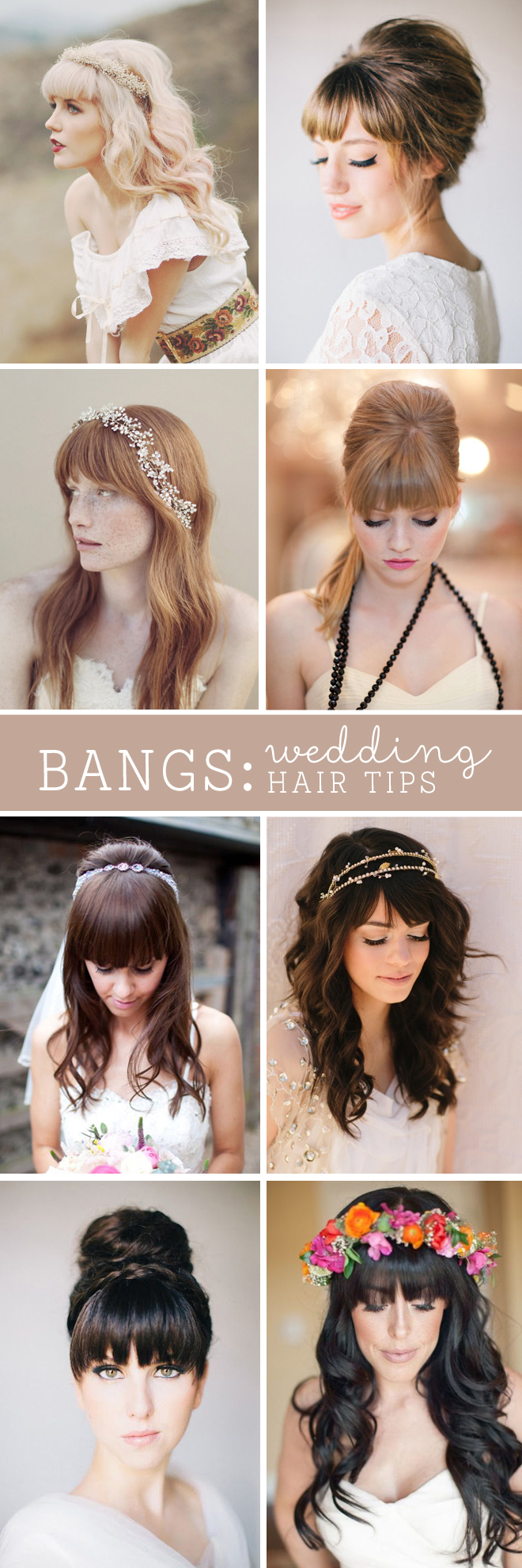Check out these professional hair dresser tips on wedding hair styles with full bangs!