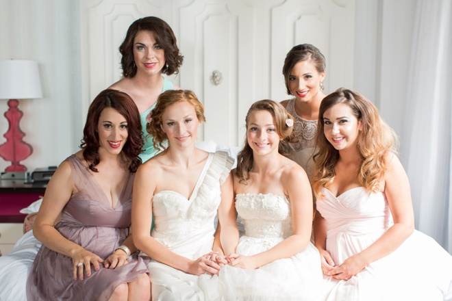 The bride and her beautiful maids.