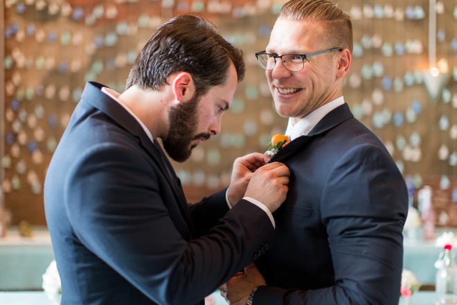 Groom getting ready.