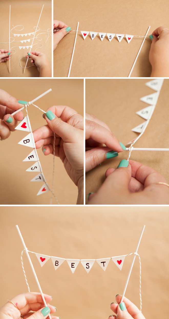 Adorable simple DIY bunting cake topper!