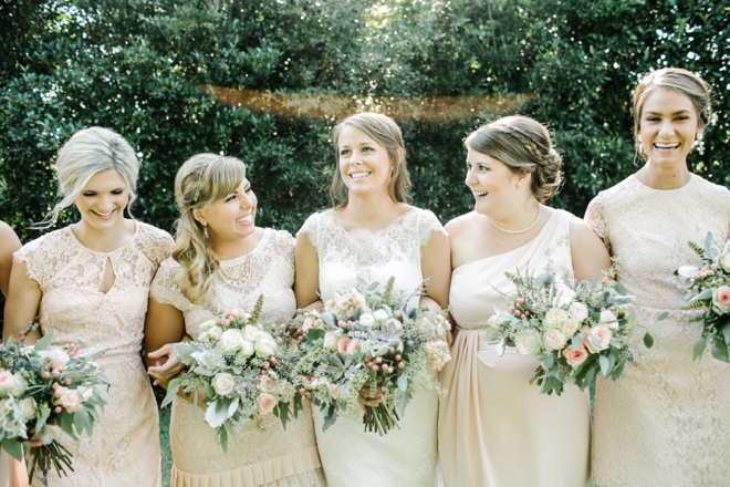 Gorgeous pale pink + ivory bridesmaids dresses...