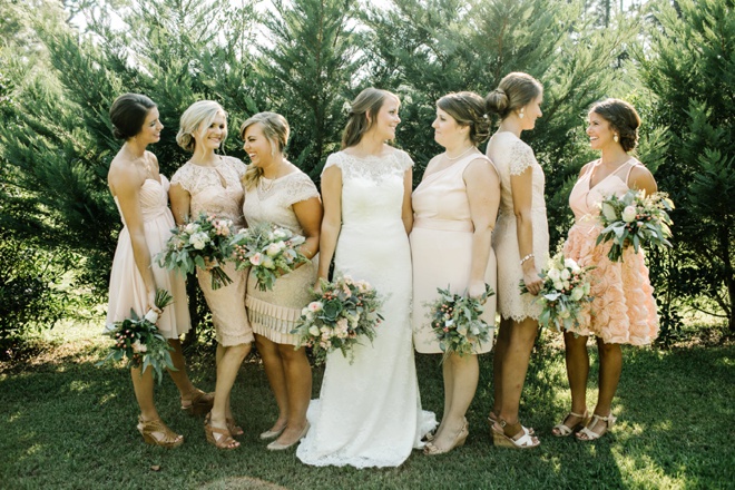 Gorgeous pale pink + ivory bridesmaids dresses...