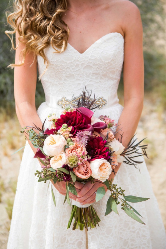 Stunning burgundy and soft pink bridal bouquet