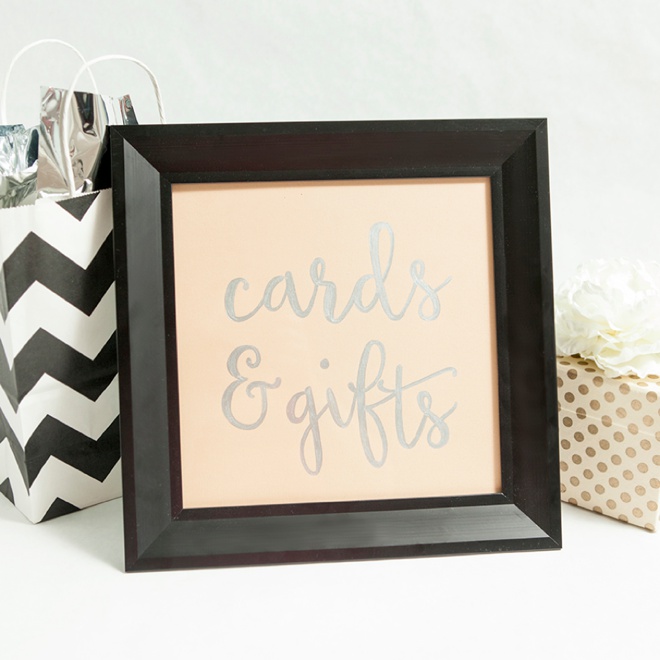 DIY cards and gifts wedding sign.
