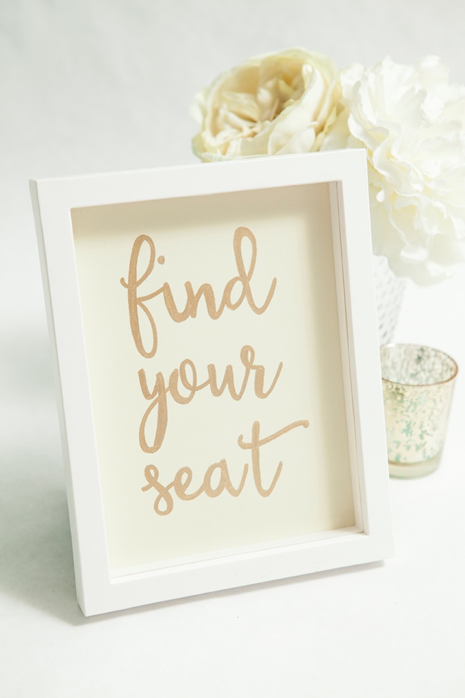 DIY find your seat wedding sign.