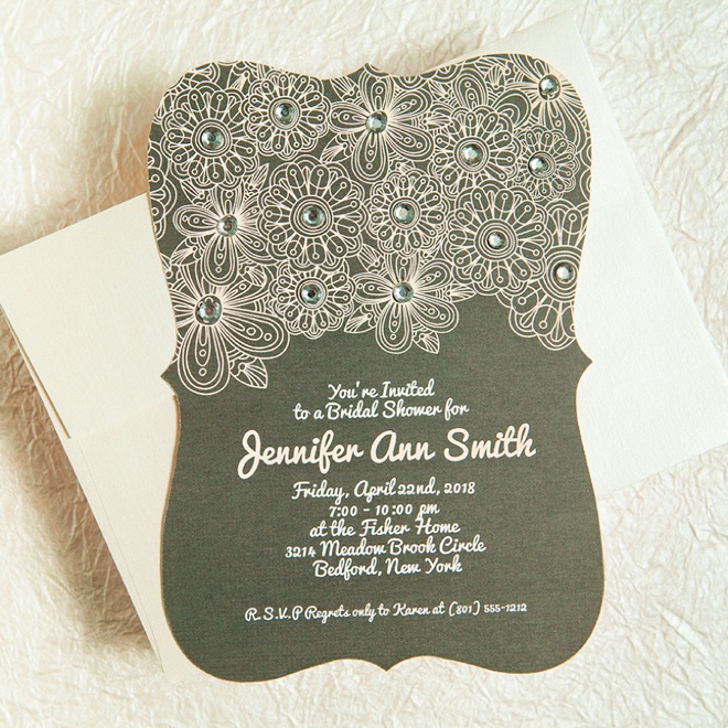 How to add fun rhinestones to your bridal shower invitations!