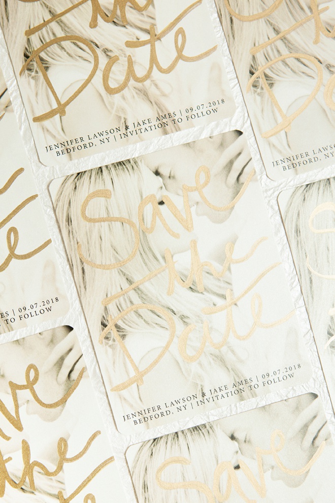 How to add gold leaf lettering to your Save the Date invitations!