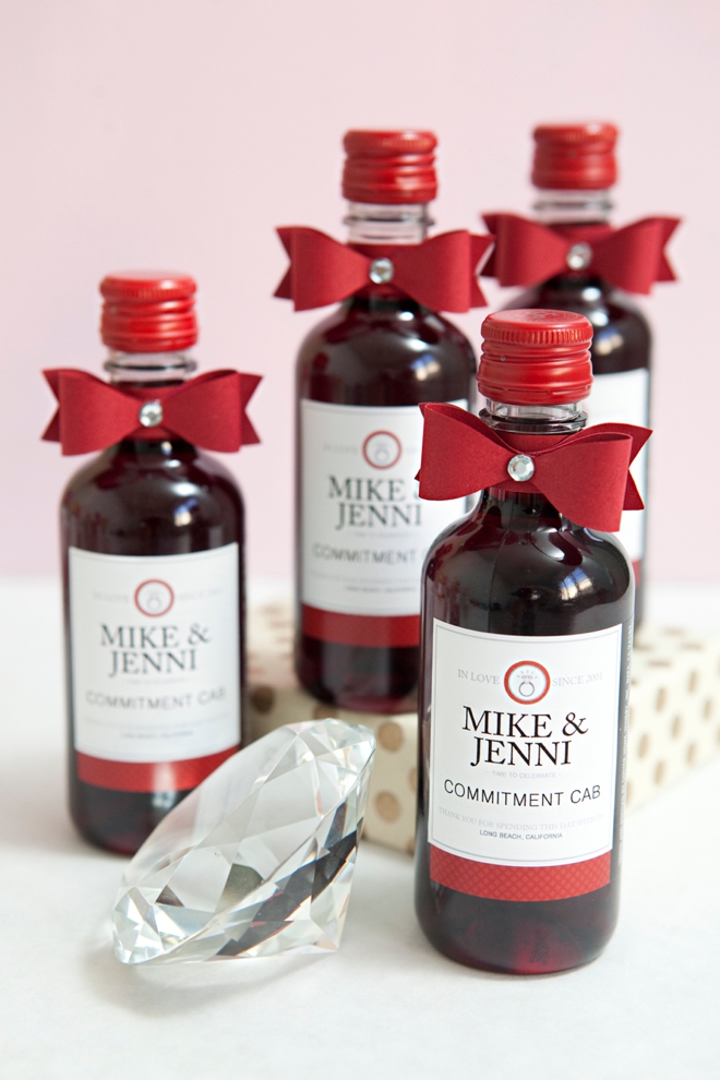 DIY Dressed Up Mini Wine Bottle Holiday Gifts by Something Turquoise