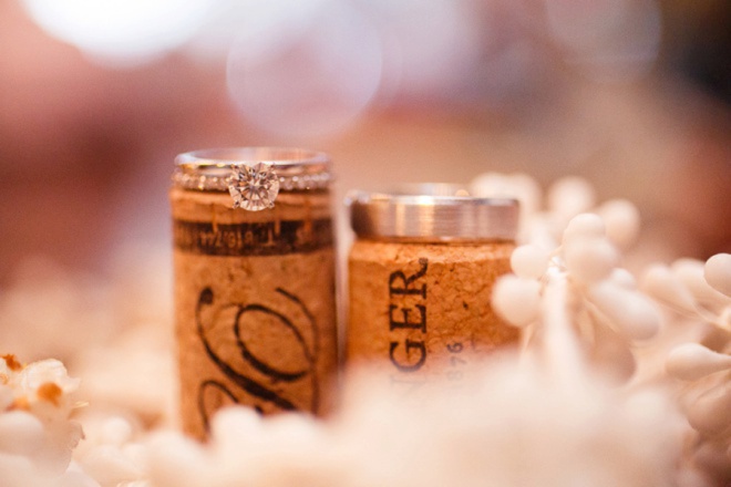Wedding rings shot on corks