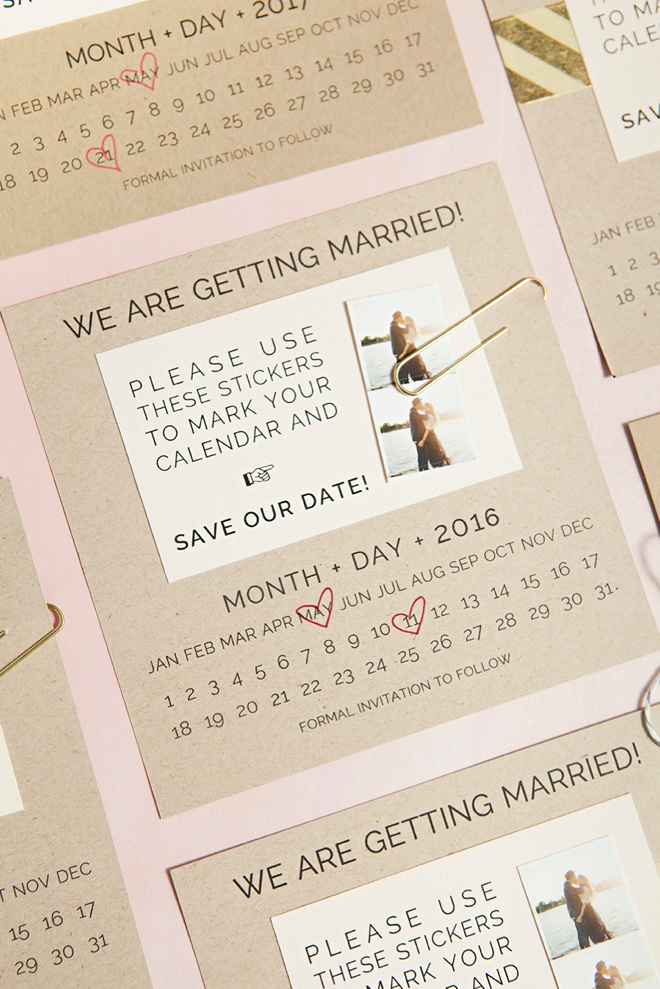 DIY Save the Date invitations with custom calendar stickers - free printables!