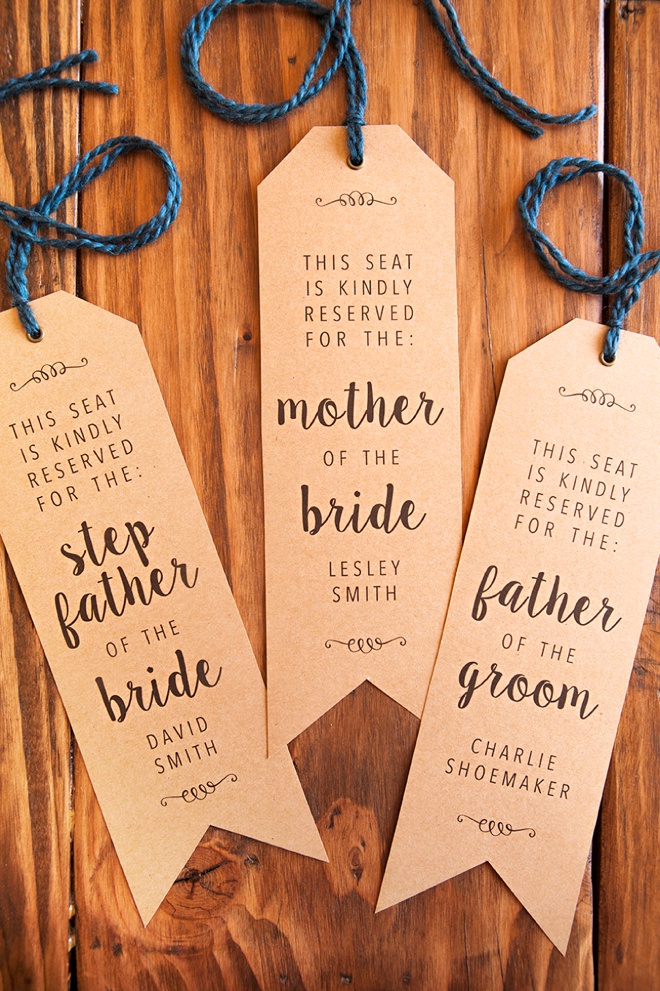 How to make your own wedding ceremony chair reserved signs, with free printables!