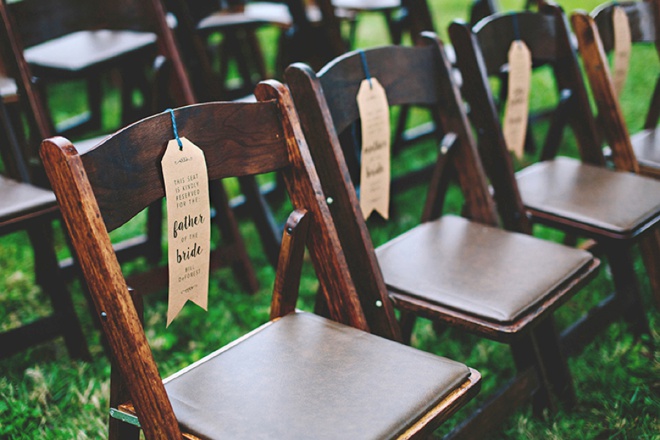 How to make your own wedding ceremony chair reserved signs, with free printables!