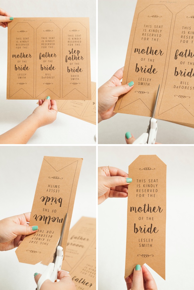 How to make your own wedding ceremony chair reserved signs, with free printables!