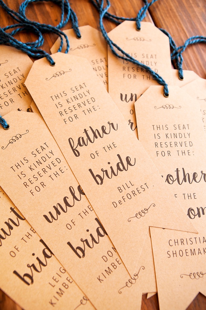 How to make your own wedding ceremony chair reserved signs, with free printables!