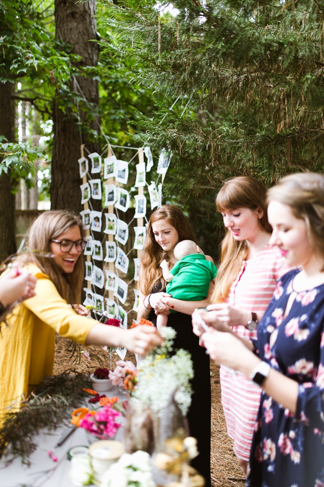 Adorable boho bridal shower with DIY flower crown bar!