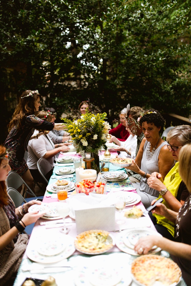 Adorable boho bridal shower with DIY flower crown bar!