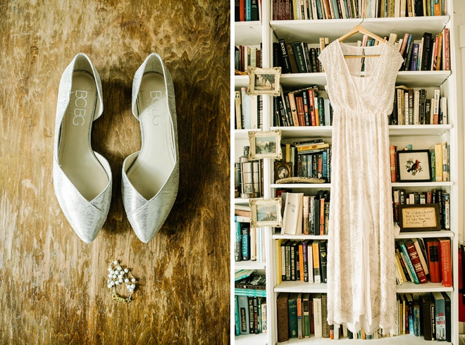 Wedding dress and shoes.