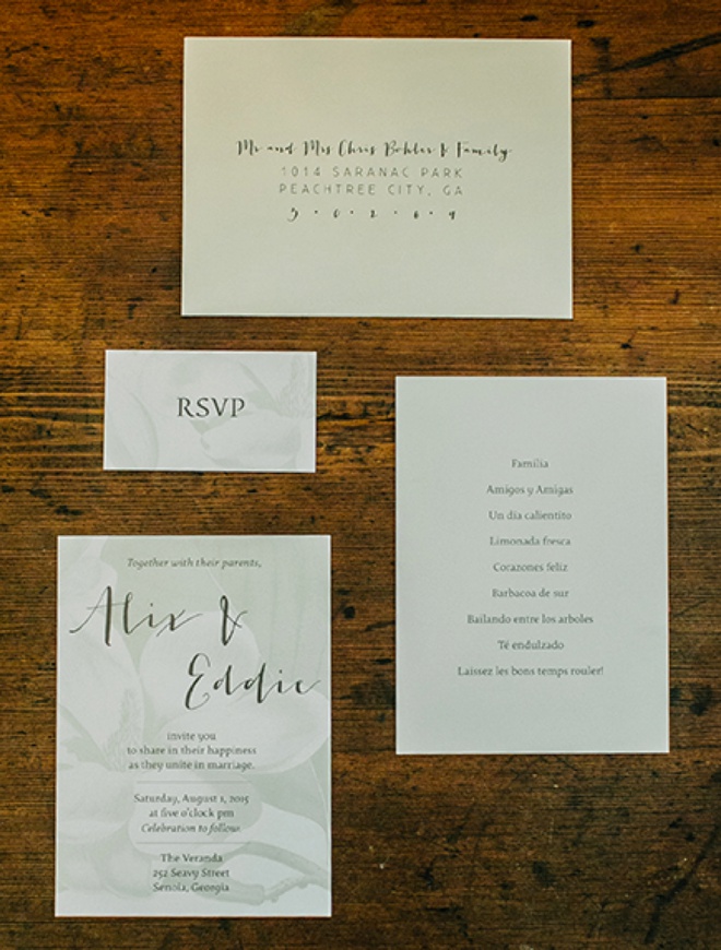 Invitation suite designed by the groom.