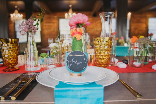 Darling, colorful cactus and pottery themed wedding reception!