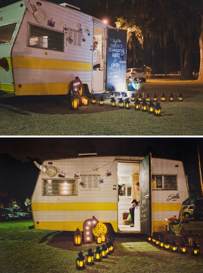 Most adorable photo booth ever, inside of a vintage camper!