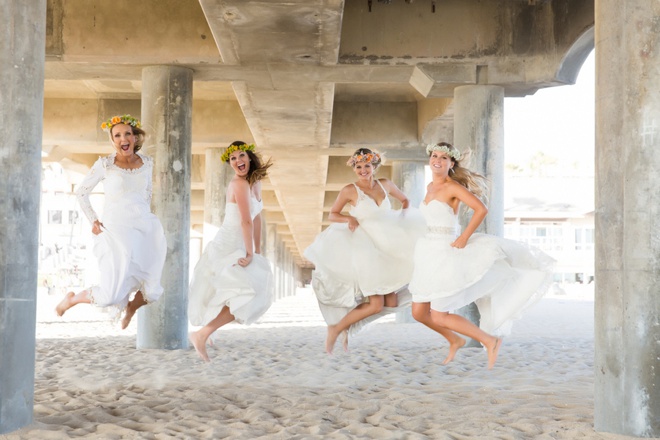 Mother and her 3 daughters decide to get back in their wedding dresses!
