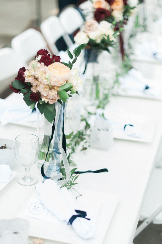 Stunning old english style wedding with a burgundy, royal blue, black and white color theme!