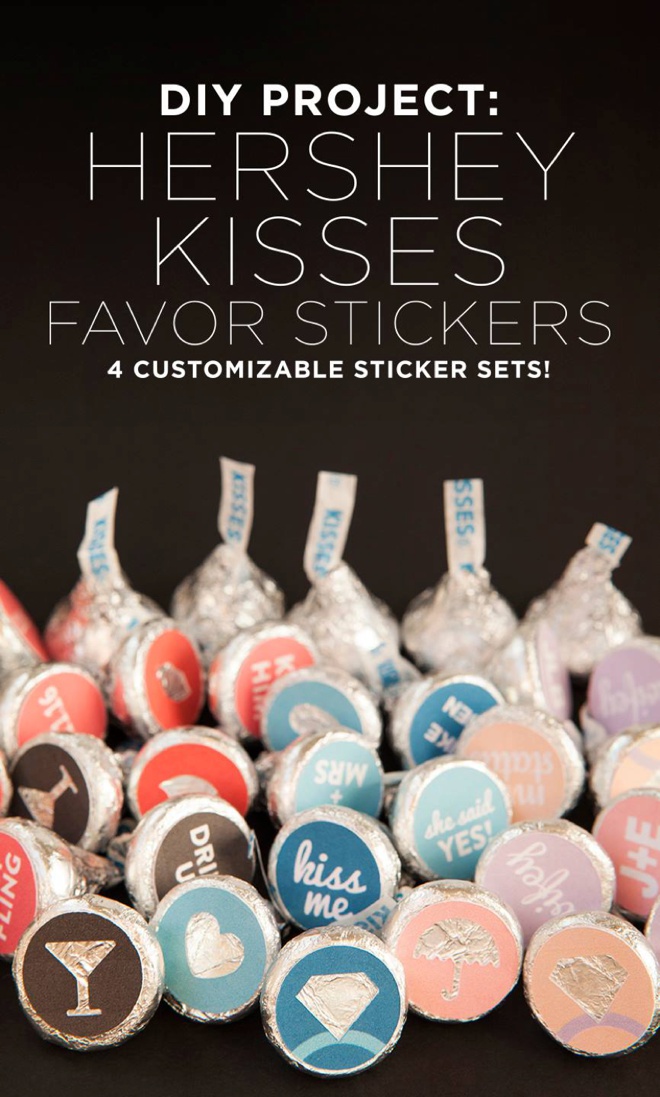 How to make custom Hershey Kiss stickers for your wedding events, with free printables!