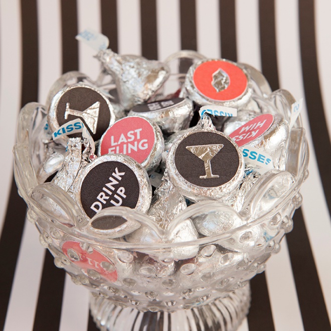 How to make custom Hershey Kiss stickers for your bachelorette party, with free printables!