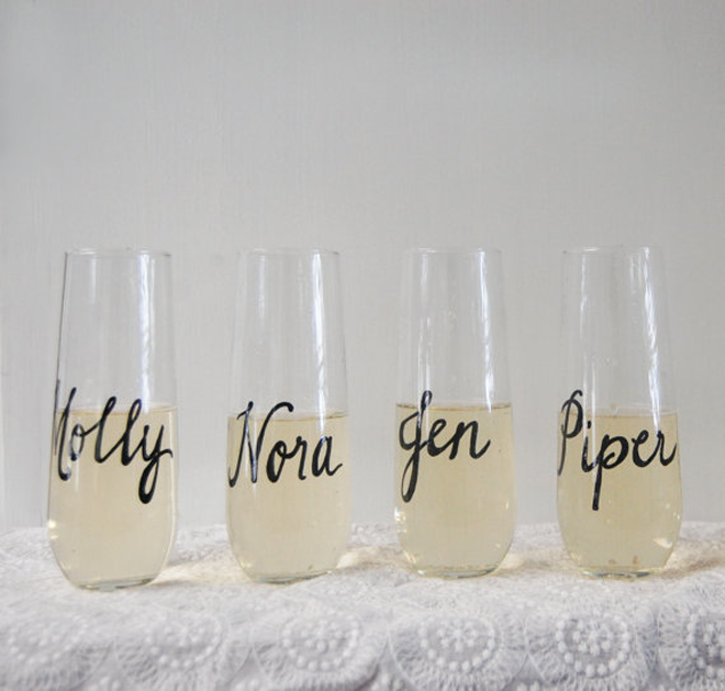 Love These Monogrammed Champagne Glasses