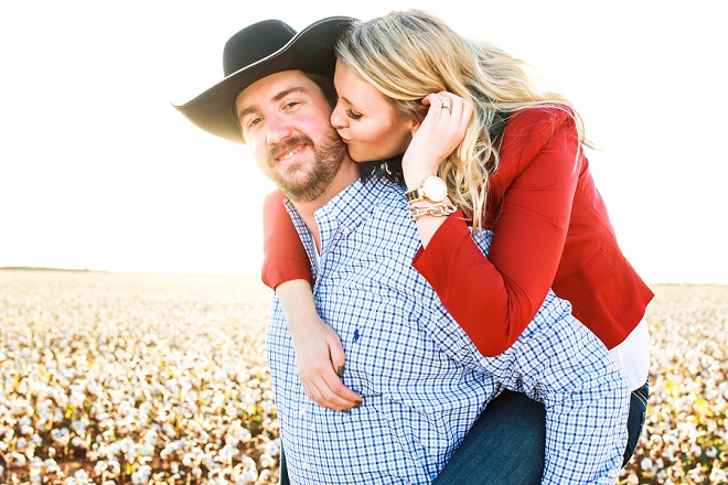 Adorable engagement shoot in a cotton field!