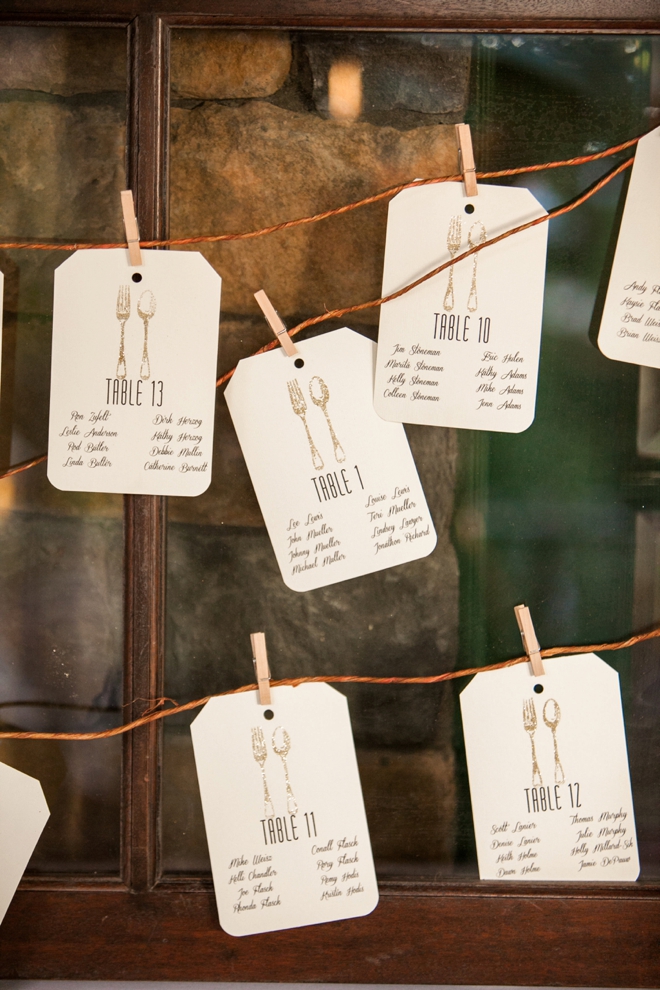 Darling handmade fork and spoon seating cards.