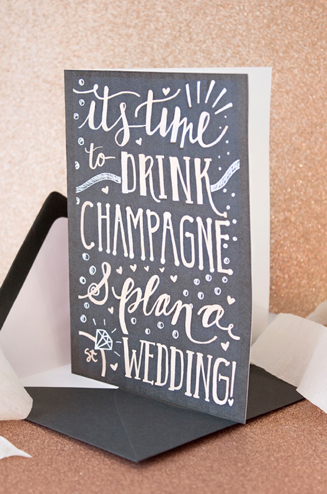 It's Time To Drink Champagne And Plan A Wedding, adorable free printable greeting card!