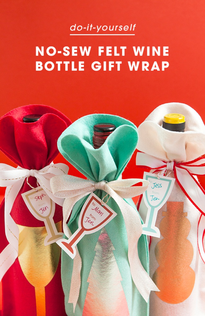 Awesome and easy way to make the most adorable wine bottle gift bags, plus free printable wine gift tags!