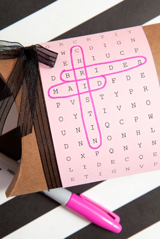 Awesome gift wrap idea using free, edit and print word search paper!