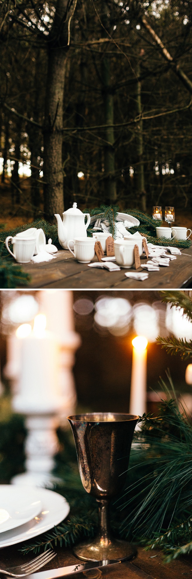 We love this darling styled shoot featuring tea and pine!