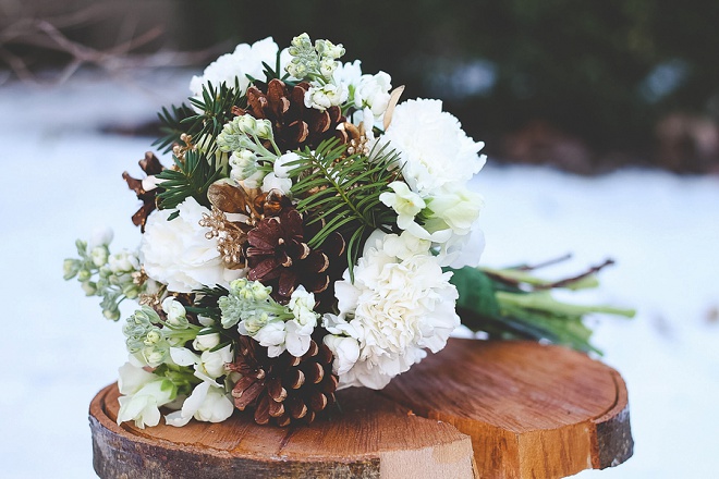 We love this darling bouquet with pinecones