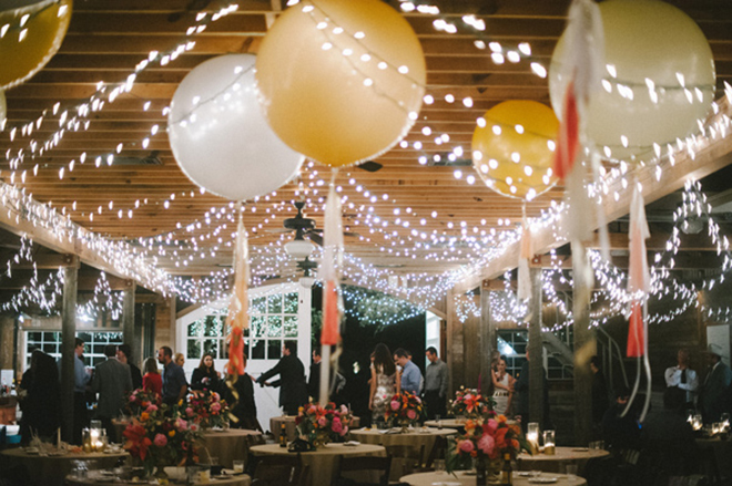 Lights and balloons make for whimsical wedding decor!