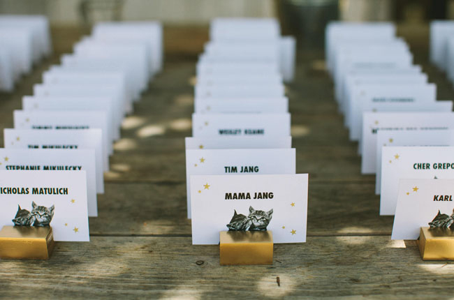 Cat themed escort cards, meow!