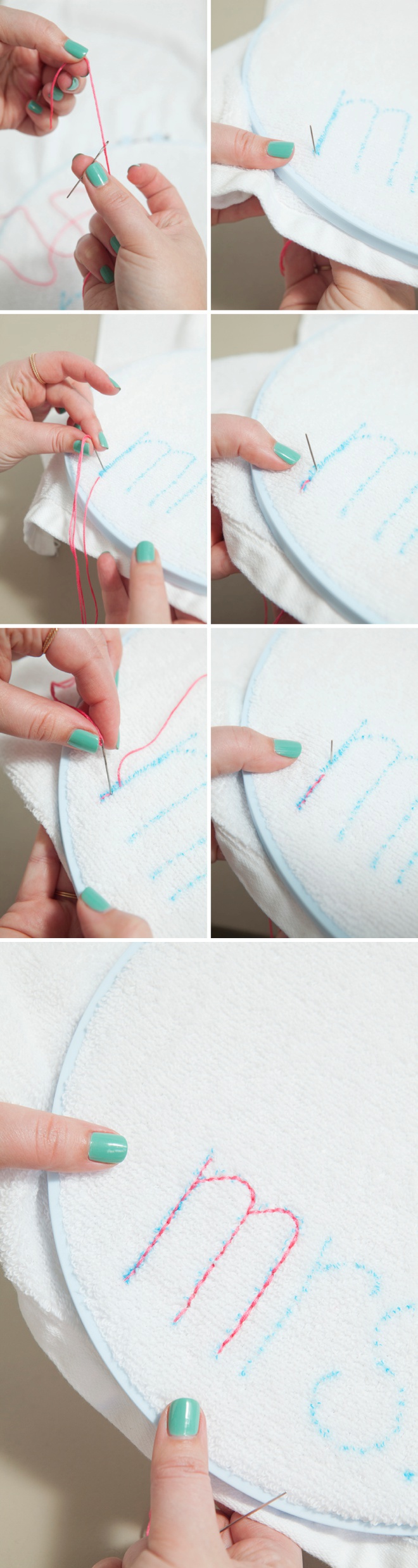 How To Easily Embroider Mr + Mrs Hand Towels!