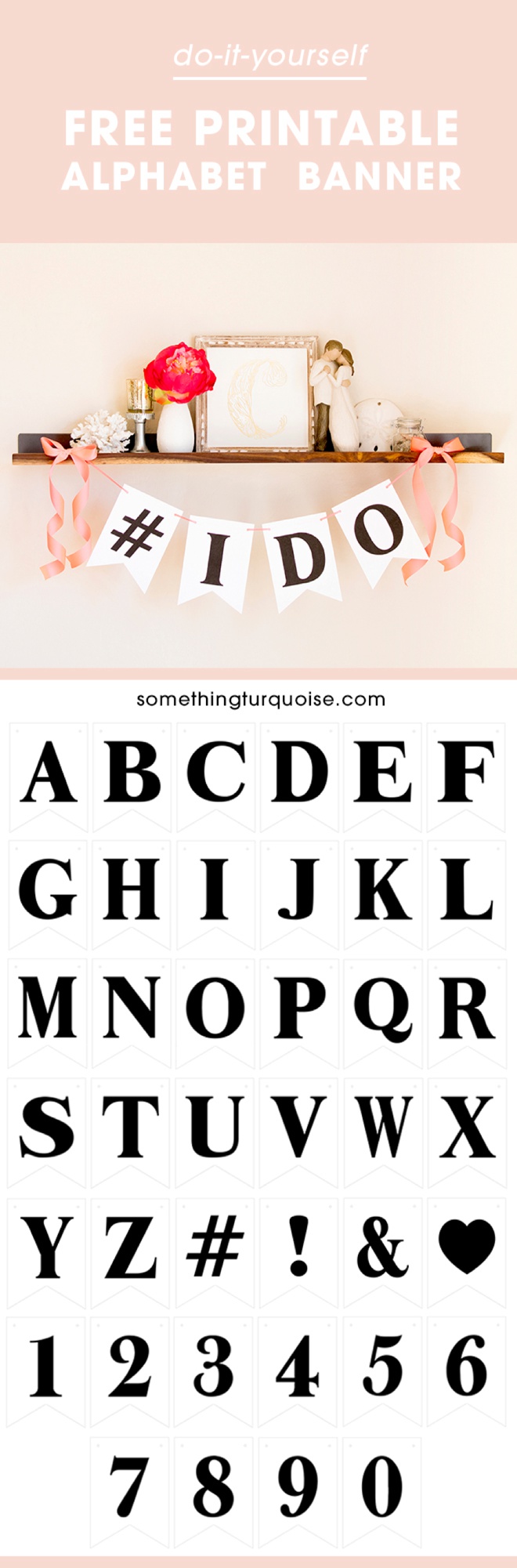 Adorable FREE printable alphabet banner, you can make it say anything you want!