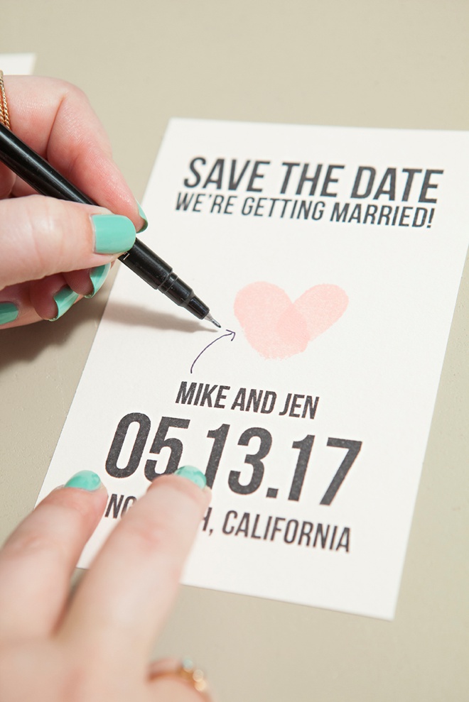 Learn how to make your own thumbprint save the dates, with our free printables!