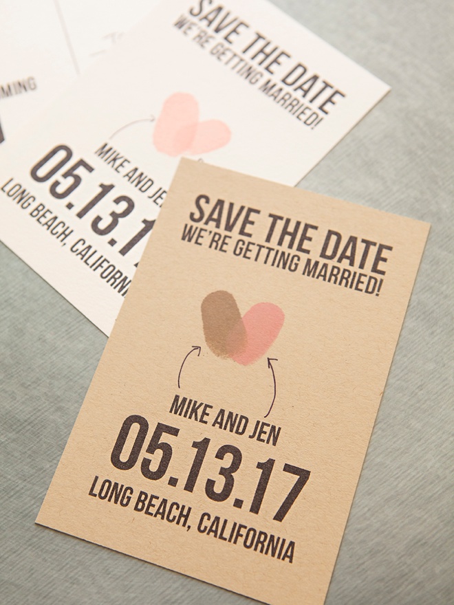 Learn how to make your own thumbprint save the date postcards, with our free printables!