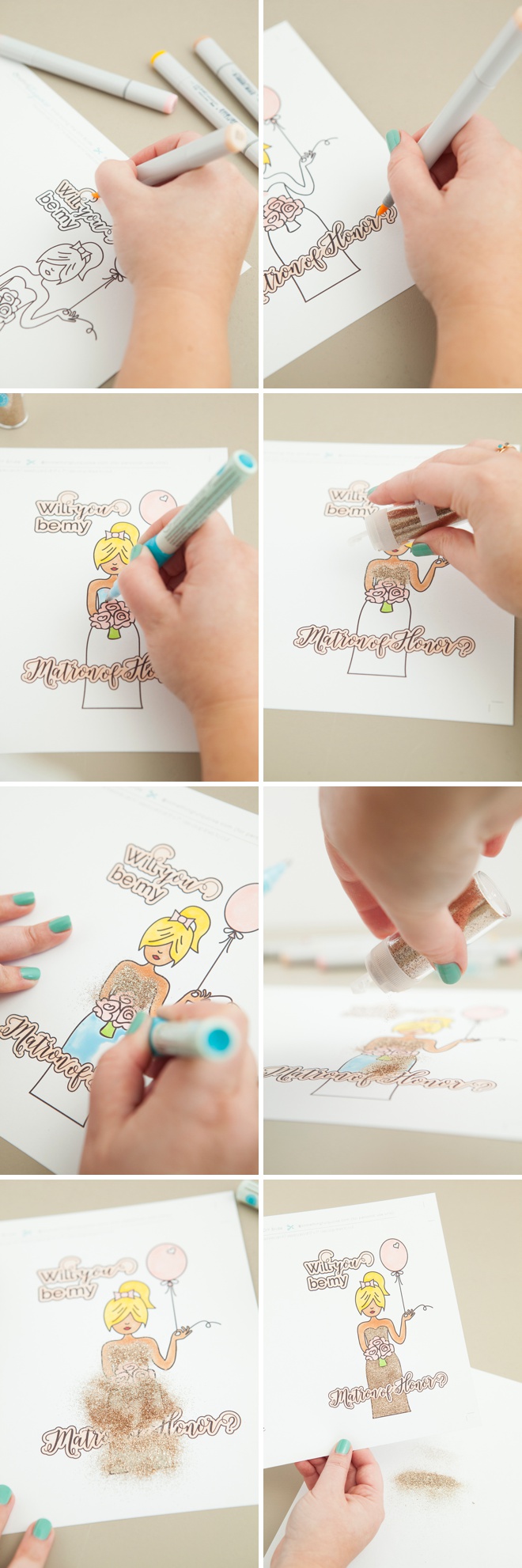 Free printable Will You Be My Bridesmaid card that you color!